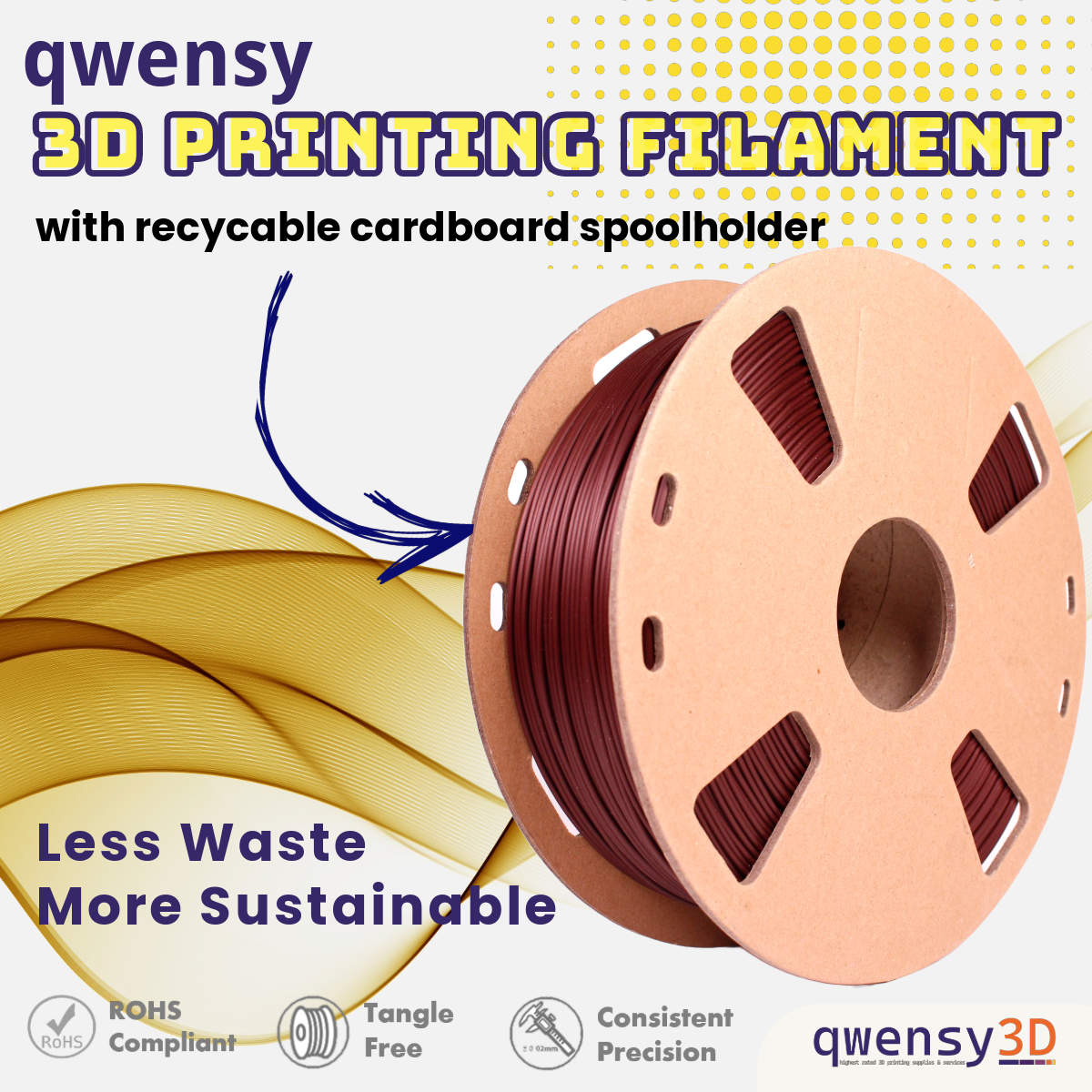 qwensy PLA-Wood Blended Filament for 3D Printing- Unique Wood Texture and Colour